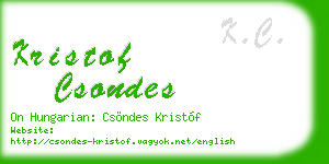 kristof csondes business card
